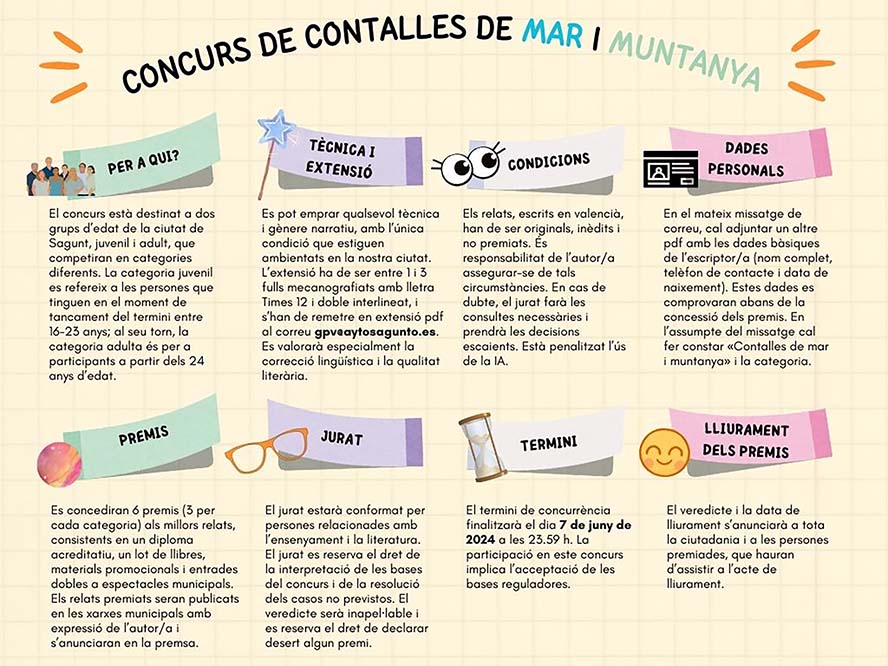 El Ayuntamiento de Sagunto crea la propuesta literaria “Contalles de mar i muntanya”