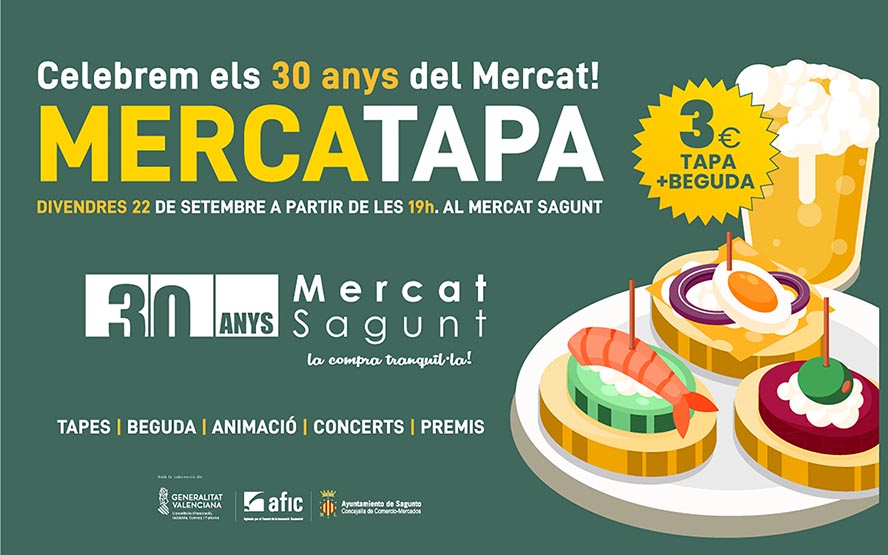El Mercado de Sagunto celebra sus 30 años con la Mercatapa y un taller gratuito de arqueogastronomía