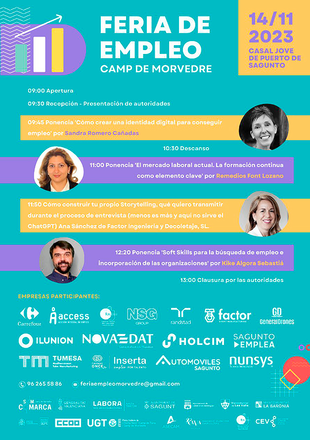 La I Feria de Empleo Comarcal del Camp de Morvedre comienza mañana, martes 14 de noviembre