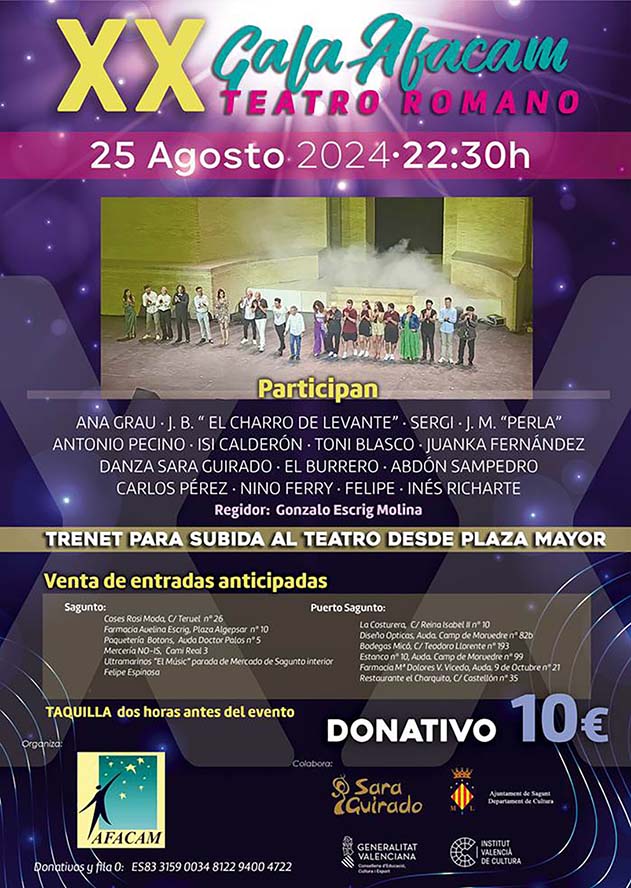Nueva cita con la solidaridad de la gala musical benéfica de AFACAM el domingo en el Teatro Romano