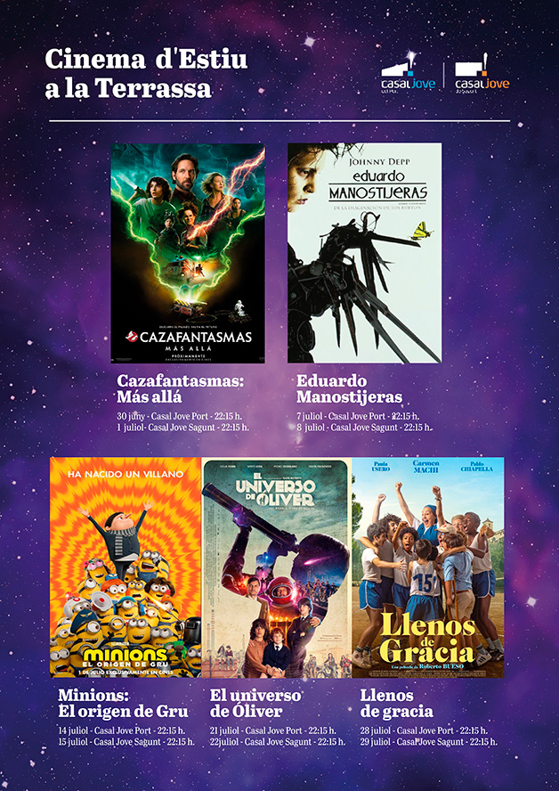 El cine de verano llega a los Casales Jóvenes de Sagunto y Puerto de Sagunto durante julio