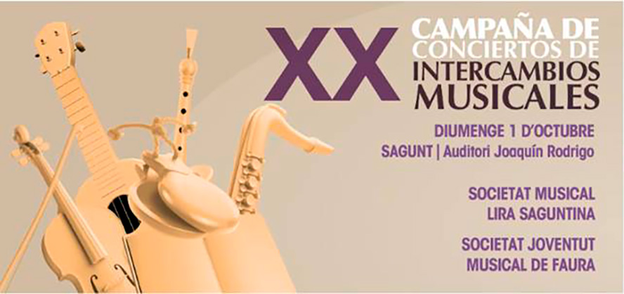 La Sociedad Musical Lira Saguntina y la Sociedad Juventud Musical de Faura ofrecen un concierto en el Auditorio Joaquín Rodrigo