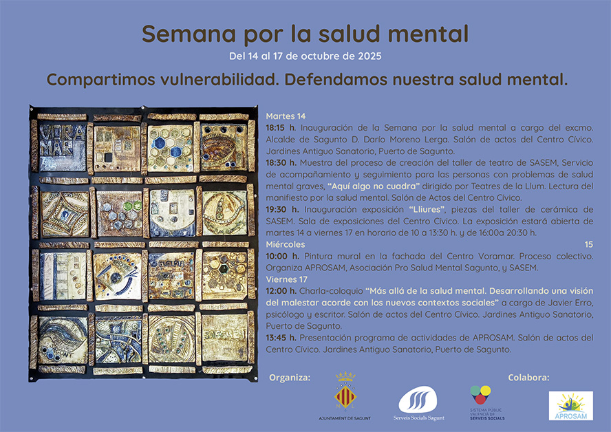La Concejalía de Servicios Sociales organiza diferentes actividades por el Día de la Salud Mental
